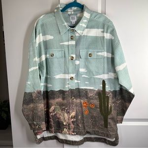 Urban Outfitters BDG Embroidered Desert Landscape Button-Up Shirt